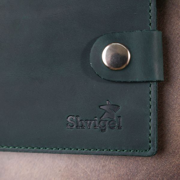 Vintage leather wallet Shvigel 16435 Green 16435 фото