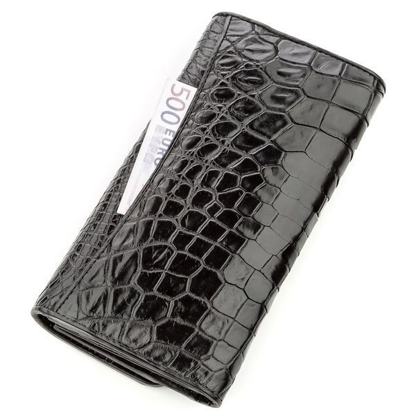 Гаманець-клатч CROCODILE LEATHER 18572 з натуральної шкіри крокодила Чорний 18572 фото