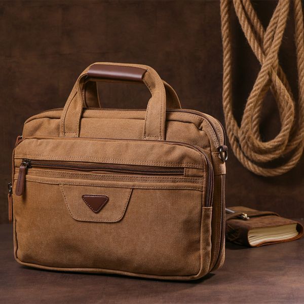 Текстильна Сумка для ноутбука на два відділення Vintage 20178 Коричнева 20178 фото