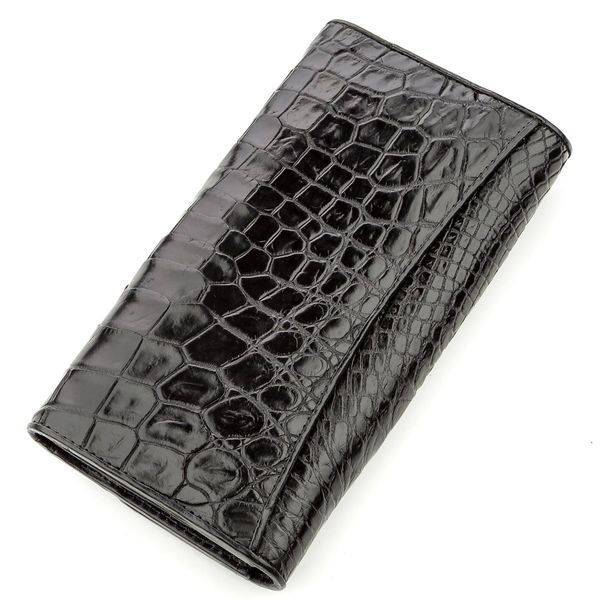 Гаманець-клатч CROCODILE LEATHER 18572 з натуральної шкіри крокодила Чорний 18572 фото