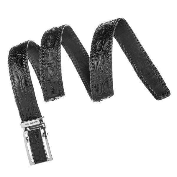 Ремінь-автомат CROCODILE LEATHER 18026 з натуральної шкіри крокодила Чорний 18026 фото