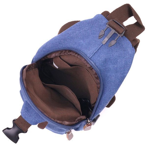 Shoulder bag with USB cable made of thick textile 21224 Vintage Blue 21224 фото