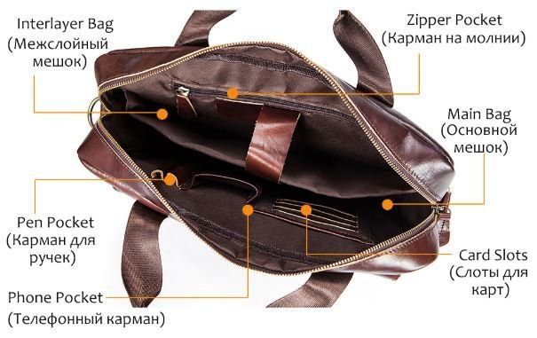 Men's leather business bag Vintage 14792 Brown 14792 фото