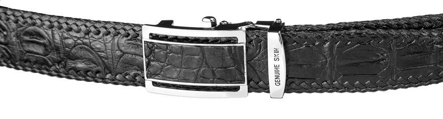 Ремінь-автомат CROCODILE LEATHER 18026 з натуральної шкіри крокодила Чорний 18026 фото