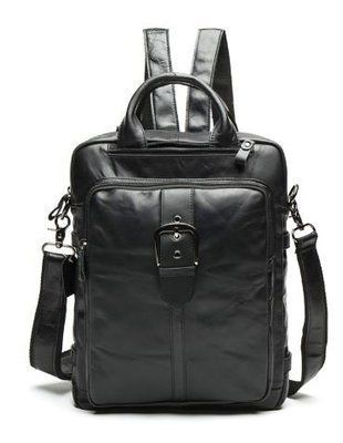 2 in 1 men's leather vertical backpack bag with strap Vintage 14790 Black 14790 фото