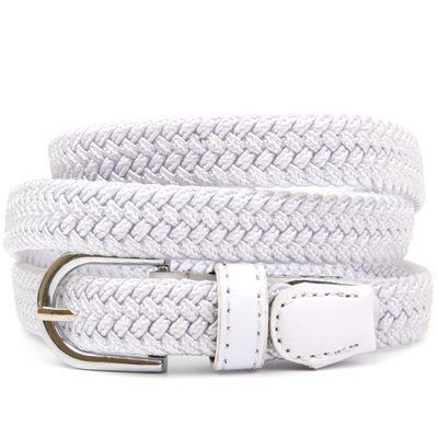 Textile thin women's belt classic Vintage 20542 White 20542 фото