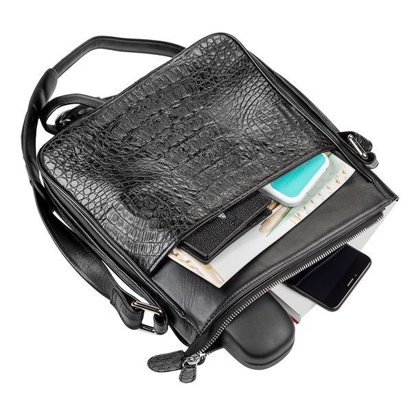 Men's bag CROCODILE LEATHER 18021 made of genuine crocodile leather Black 18021 фото