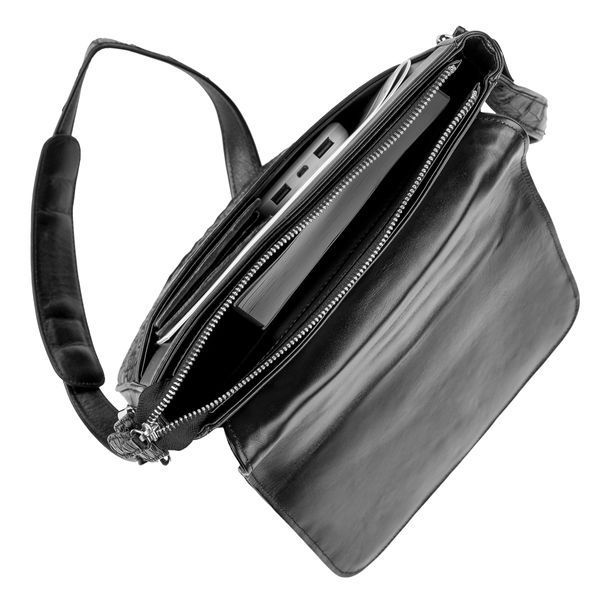 Men's bag CROCODILE LEATHER 18021 made of genuine crocodile leather Black 18021 фото