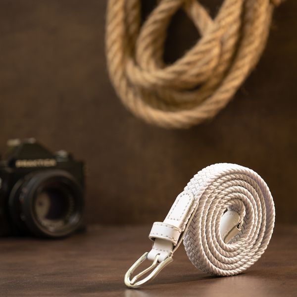 Textile thin women's belt classic Vintage 20542 White 20542 фото