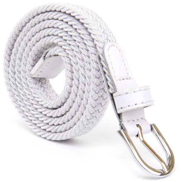 Textile thin women's belt classic Vintage 20542 White 20542 фото