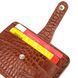 Business card holder made of genuine textured crocodile leather KARYA 20961 Brown 20961 фото 3