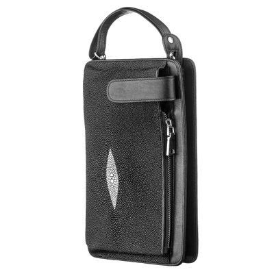 Барсетка мужская STINGRAY LEATHER 18122 из натуральной кожи морского ската Черная 18122 фото