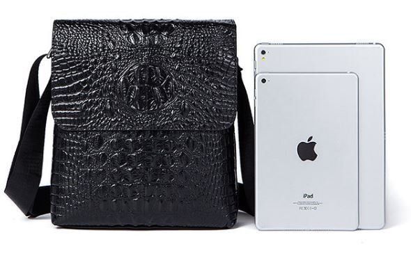 Men's vertical bag with reptile embossing Vintage 14715 Black 14715 фото