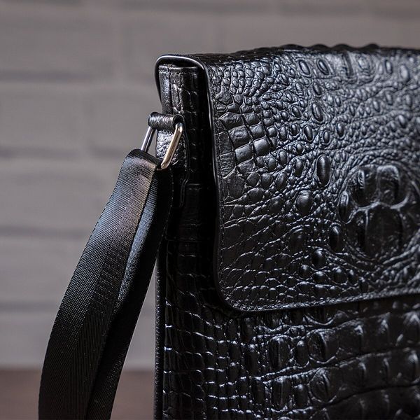 Men's vertical bag with reptile embossing Vintage 14715 Black 14715 фото
