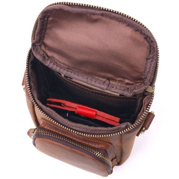 Compact men's bag made of genuine vintage leather 21295 Vintage Brown 21295 фото