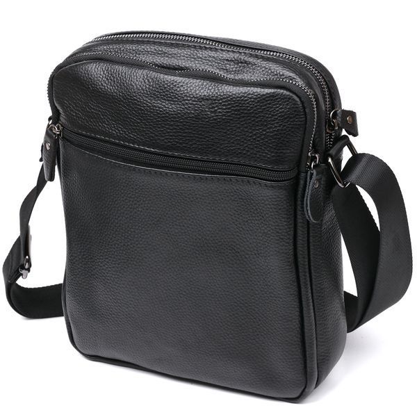 Nice leather men's bag Vintage 20677 Black 20677 фото