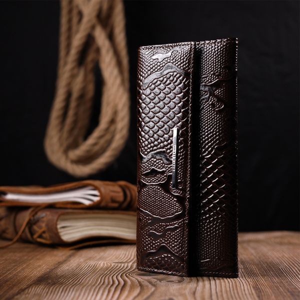 Красивый женский кошелек из натуральной фактурной кожи под змею KARYA 21006 Коричневый 21006 фото