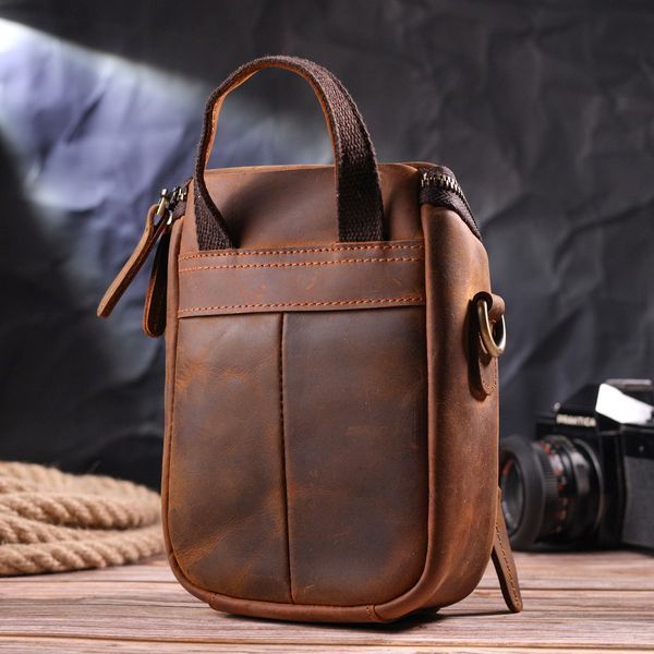 Compact men's bag made of genuine vintage leather 21295 Vintage Brown 21295 фото