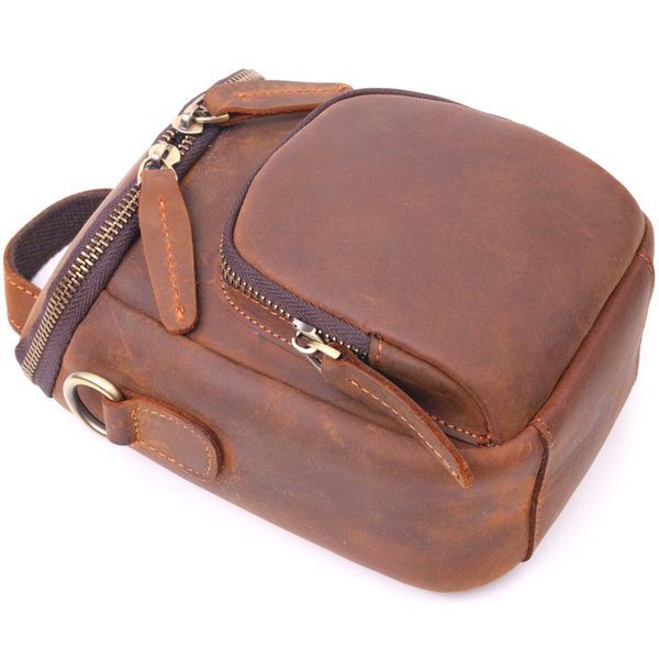 Compact men's bag made of genuine vintage leather 21295 Vintage Brown 21295 фото