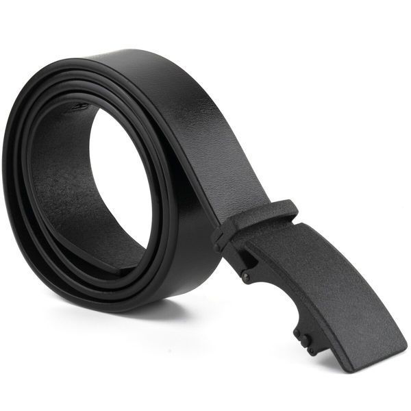 Men's belt with automatic matte black buckle Vintage 20303 Black 20303 фото