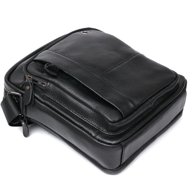 Nice leather men's bag Vintage 20677 Black 20677 фото