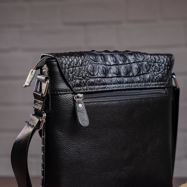 Men's vertical bag with reptile embossing Vintage 14715 Black 14715 фото