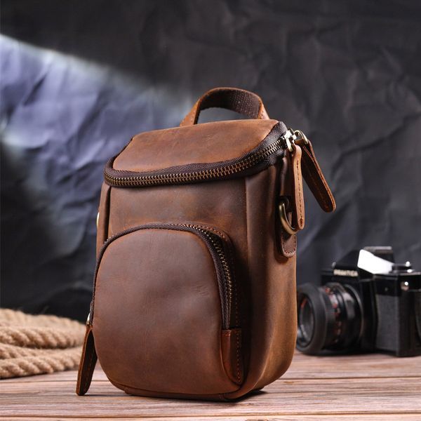 Compact men's bag made of genuine vintage leather 21295 Vintage Brown 21295 фото