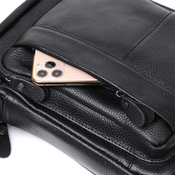 Nice leather men's bag Vintage 20677 Black 20677 фото