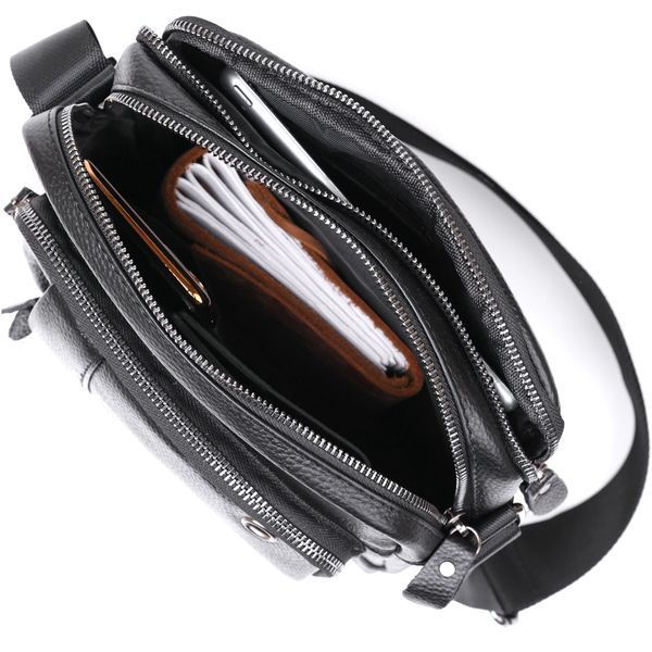 Nice leather men's bag Vintage 20677 Black 20677 фото