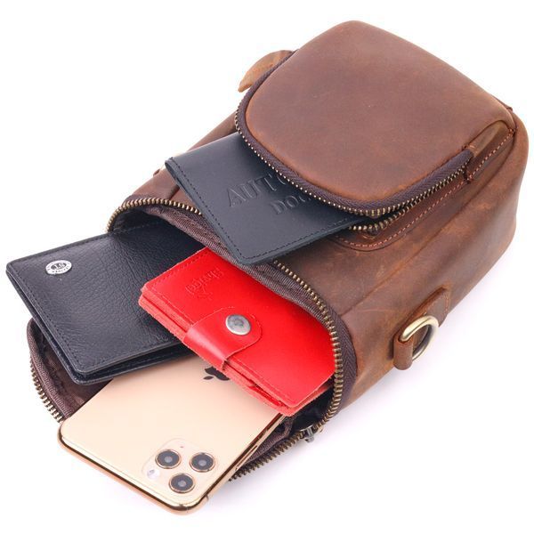 Compact men's bag made of genuine vintage leather 21295 Vintage Brown 21295 фото