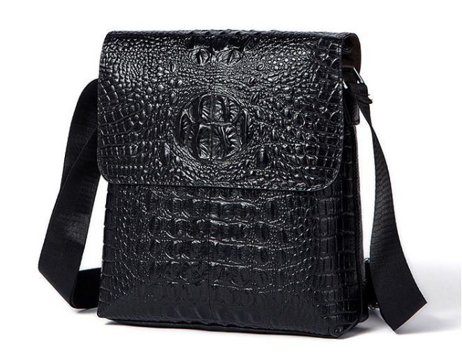 Men's vertical bag with reptile embossing Vintage 14715 Black 14715 фото