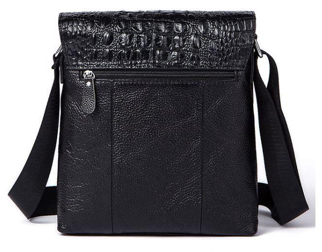 Men's vertical bag with reptile embossing Vintage 14715 Black 14715 фото