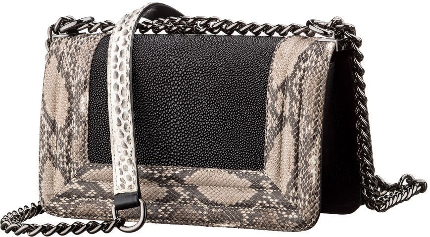 Сумка STINGRAY LEATHER 18225 з натуральної шкіри морського скату Чорна 18225 фото
